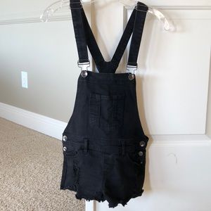 Empyre Taryn black overall cutoff shorts